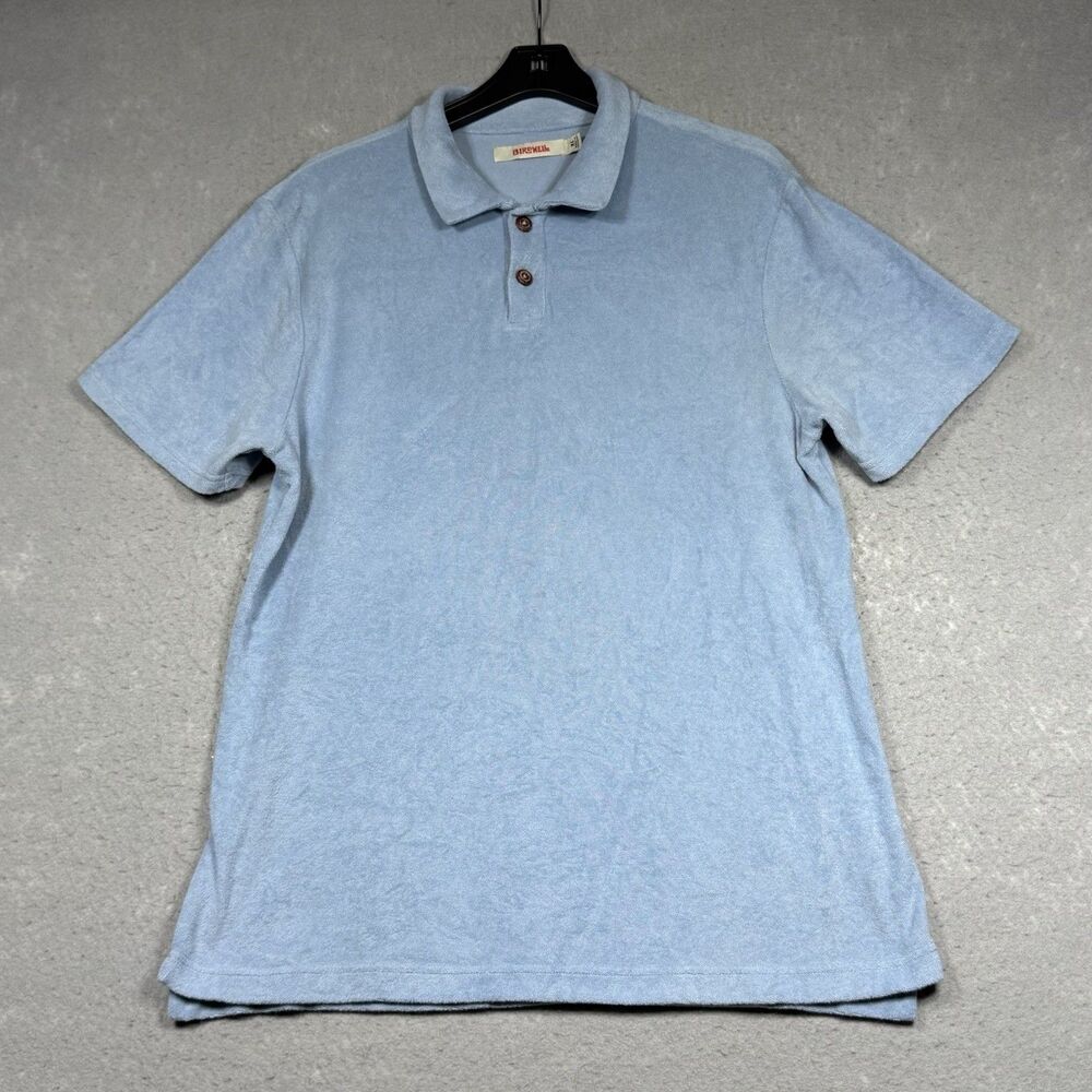 Birdwell Beach Britches Polo Shirt Mens Size XL Blue Terry Cloth Towel Pullover